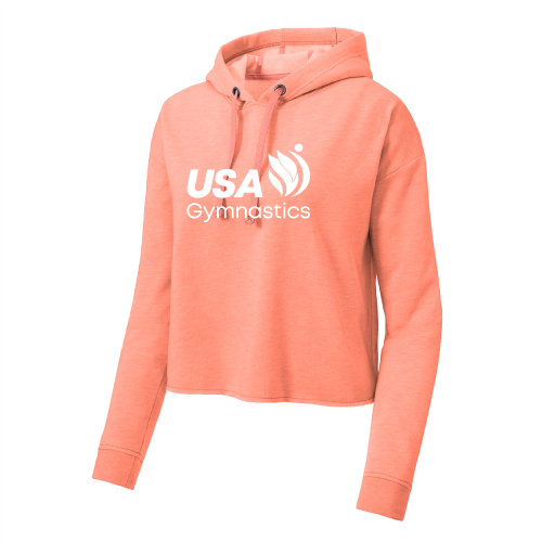 USA Gymnastics Logo Crop Hoodie Coral USAGYMSTORE